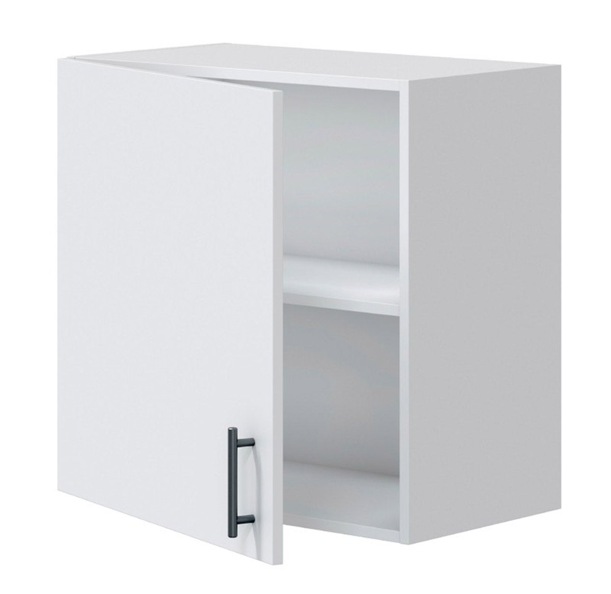 Meuble à suspendre, meuble haut pour cuisine avec 1 porte coloris blanc brillant - hauteur 59 x longueur 60 x profondeur 34 cm - 2