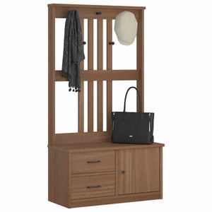 Panca Con Appendiabiti Da Ingresso In Bambù - Attaccapanni Da Terra Con 6 Ganci E Seduta - Foto 12