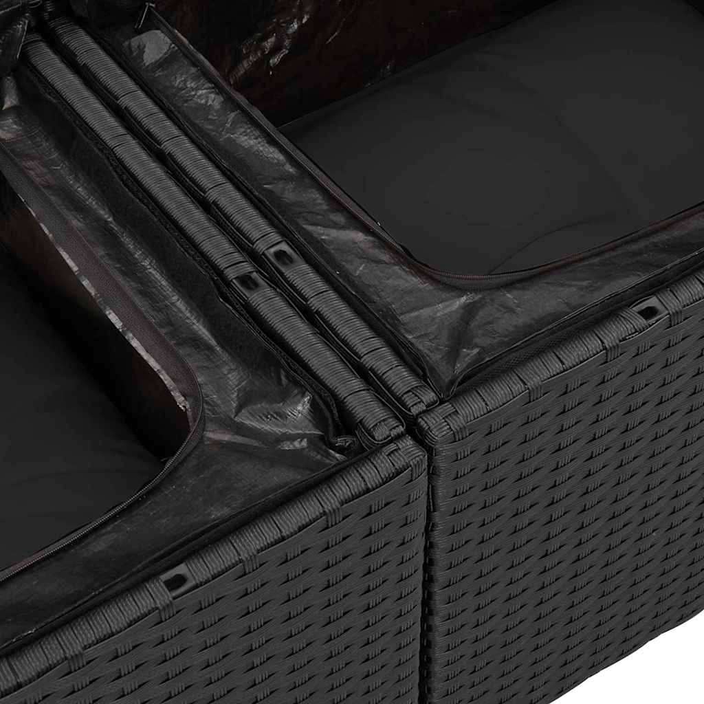 Ensemble de Canapés avec coussin 6 pcs Noir polyrotin vidaXL - 8