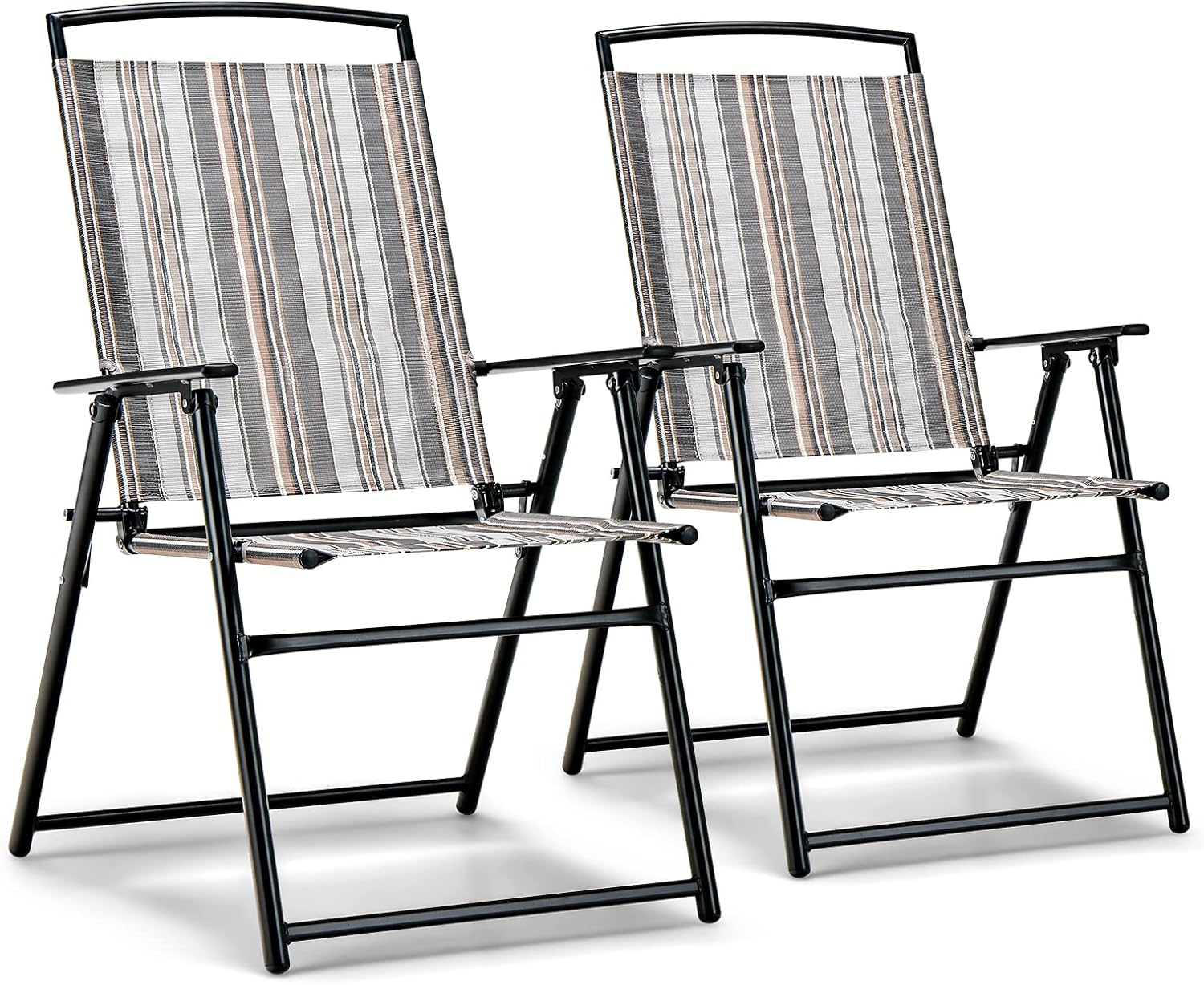Krzesło Ogrodowe 2 Szt., Składane Krzesło Ogrodowe, Zajmujące Mało Miejsca, z Podłokietnikami, Idealne do Ogrodu, na Basen