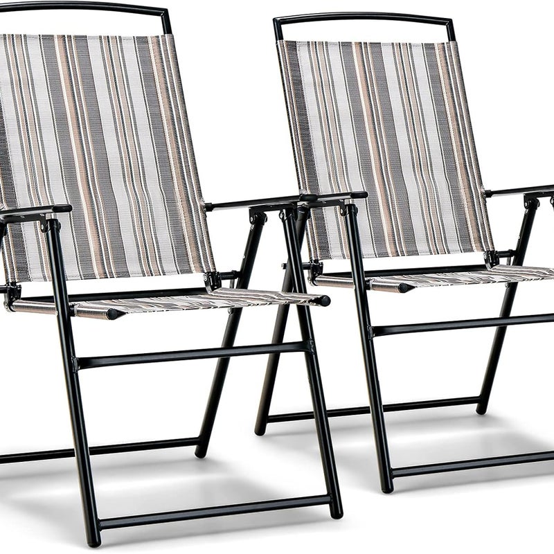 Krzesło Ogrodowe 2 Szt., Składane Krzesło Ogrodowe, Zajmujące Mało Miejsca, z Podłokietnikami, Idealne do Ogrodu, na Basen