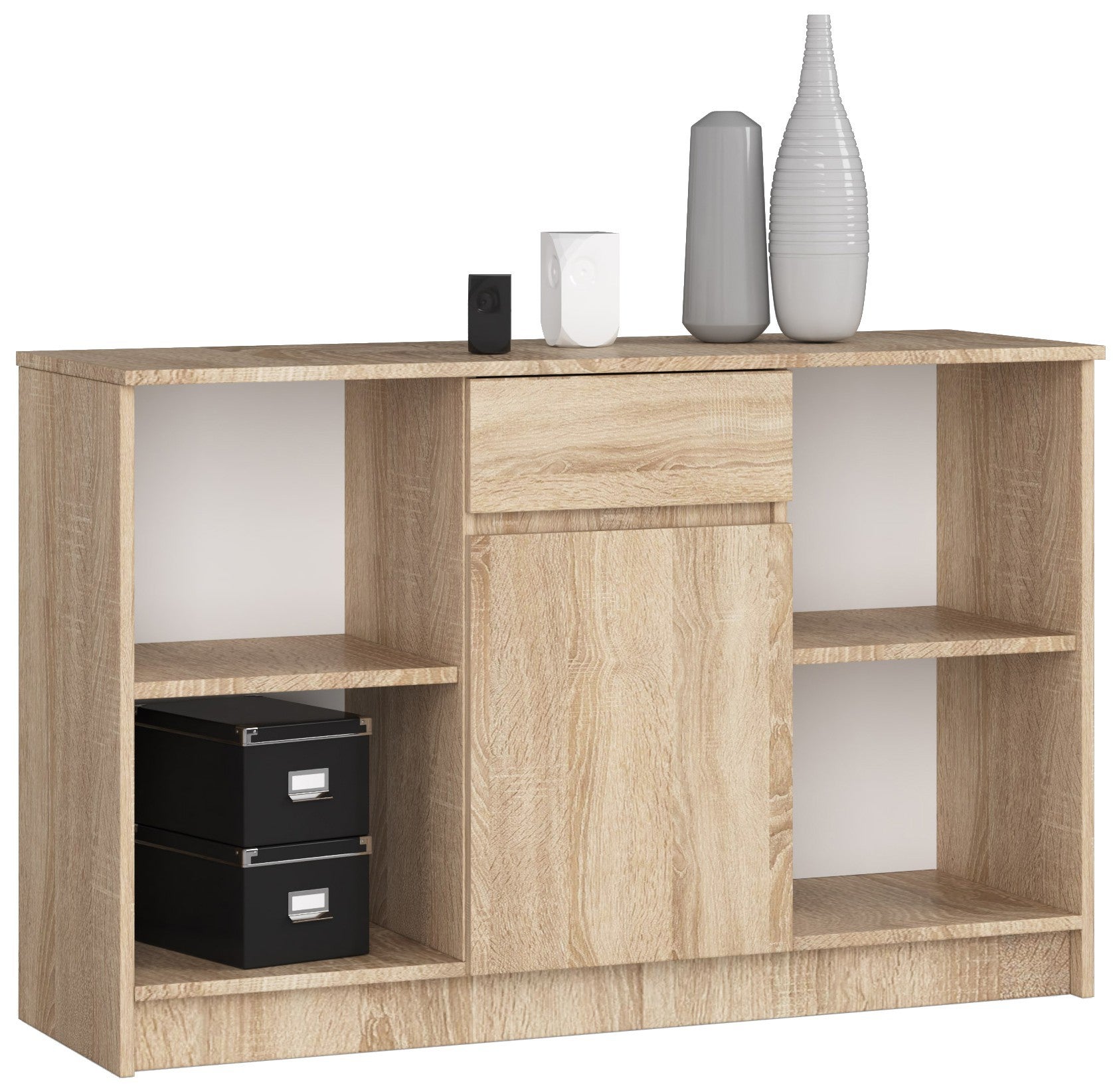 Cassettiera CDF A 3 Cassetti In Rovere Sonoma, 40x70x75 Cm, Capiente E Moderna, Per Soggiorno, Camera Da Letto O Corridoio, Senza Maniglie