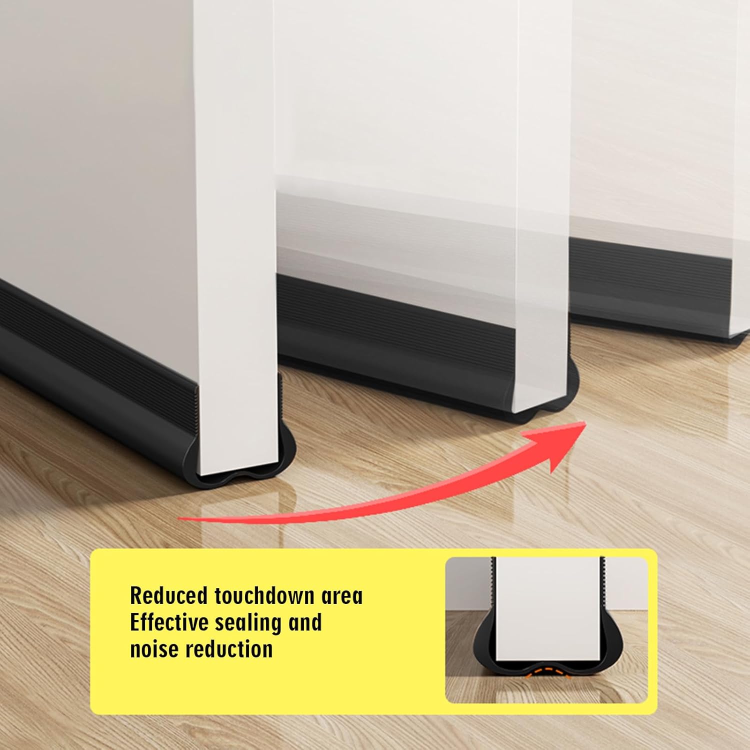Calfeutrage Noir de 93 cm pour bas de porte - Joint d'étanchéité en silicone sans colle - isolation phonique - seuil de porte anti-courants d'air - 2