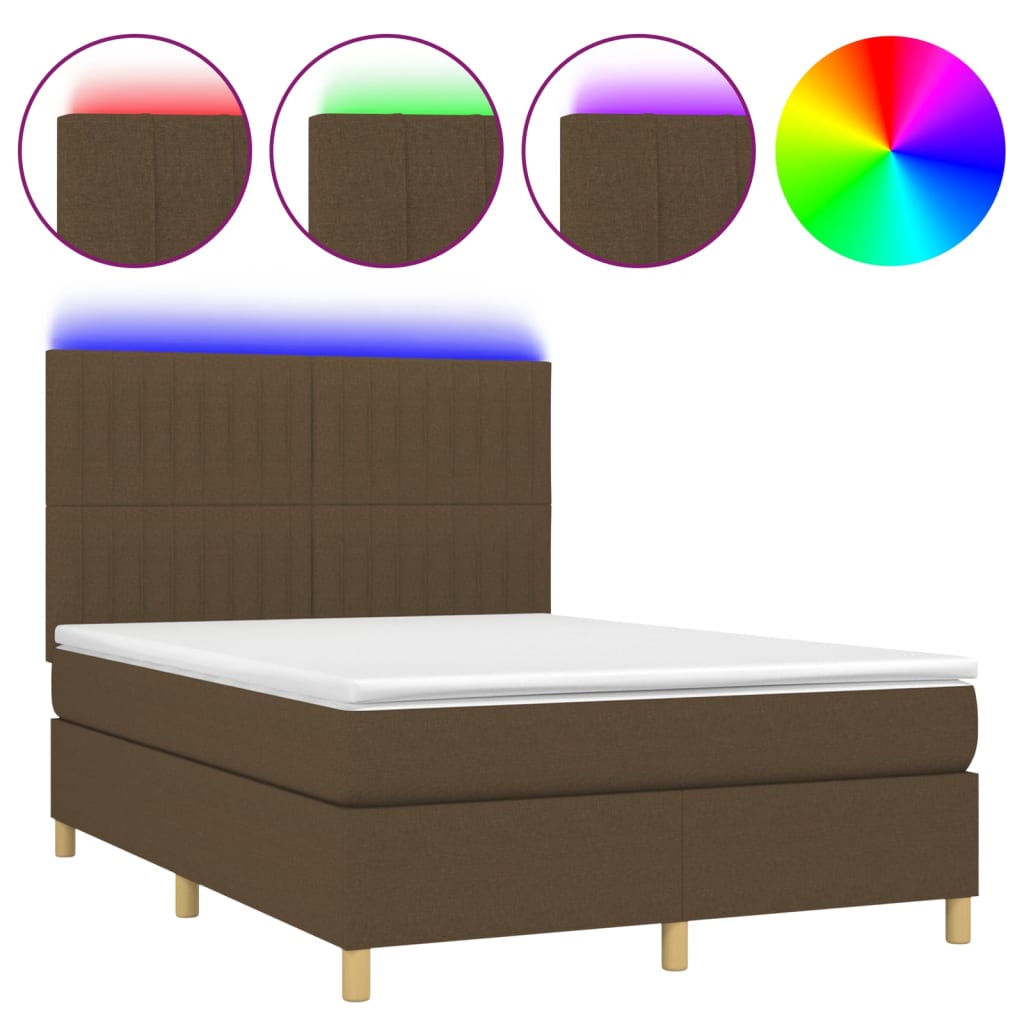 Cadre de lit Marron foncé 140x190 cm Tissu | Leroy Merlin