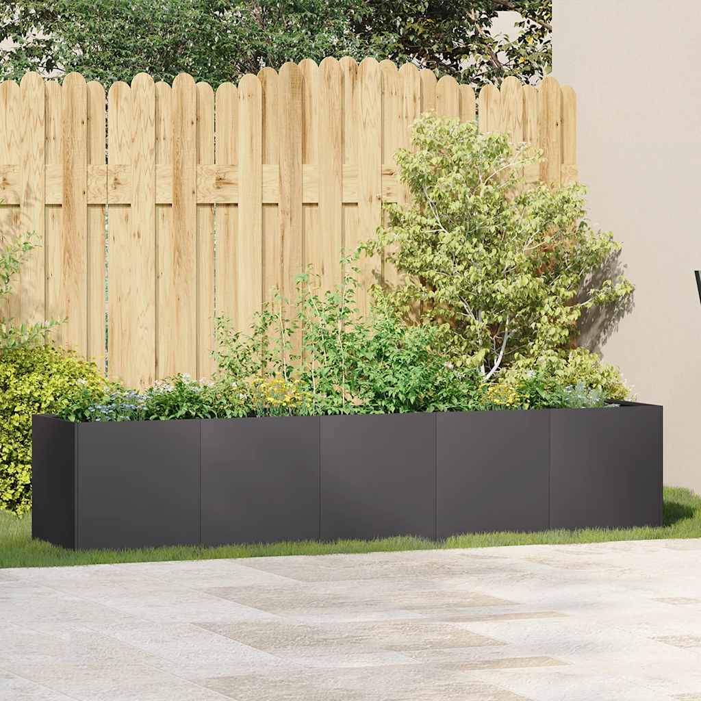 vidaXL Jardinière Noir 200x40x40 cm Acier laminé à froid - 3
