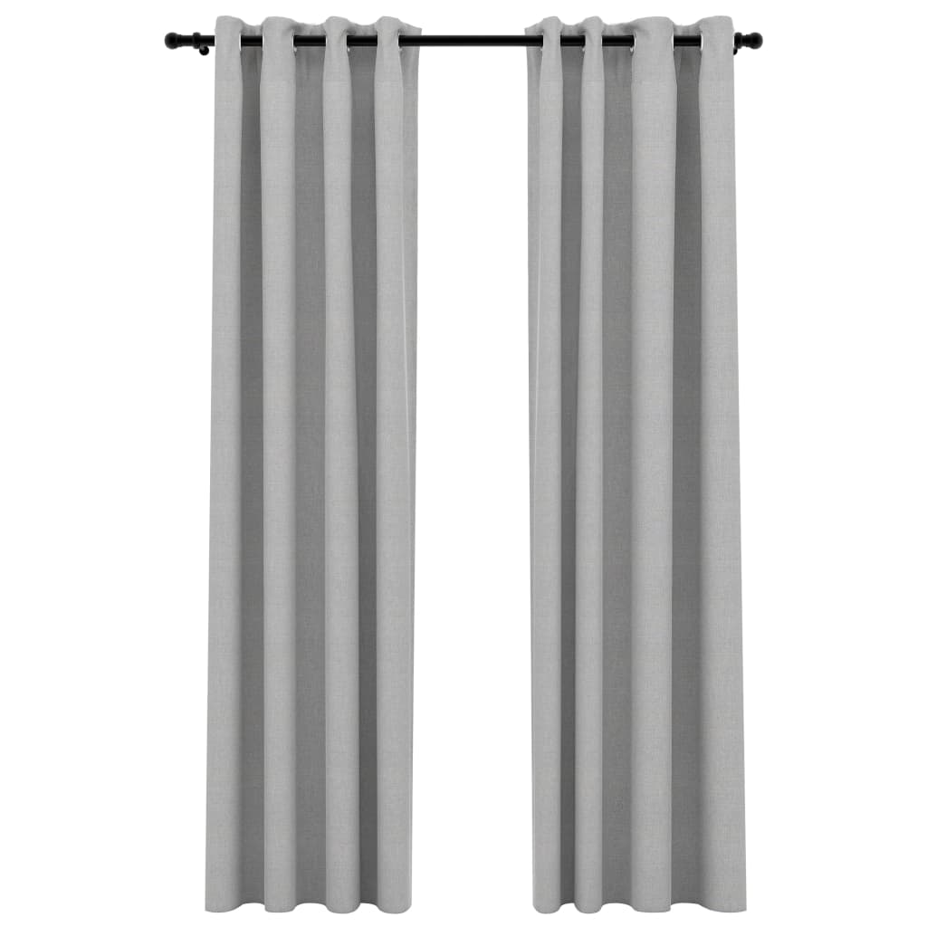 2 piezas cortinas opacas | cortinas oscurantes con ojales look de lino gris 140x245 cm cfw31288