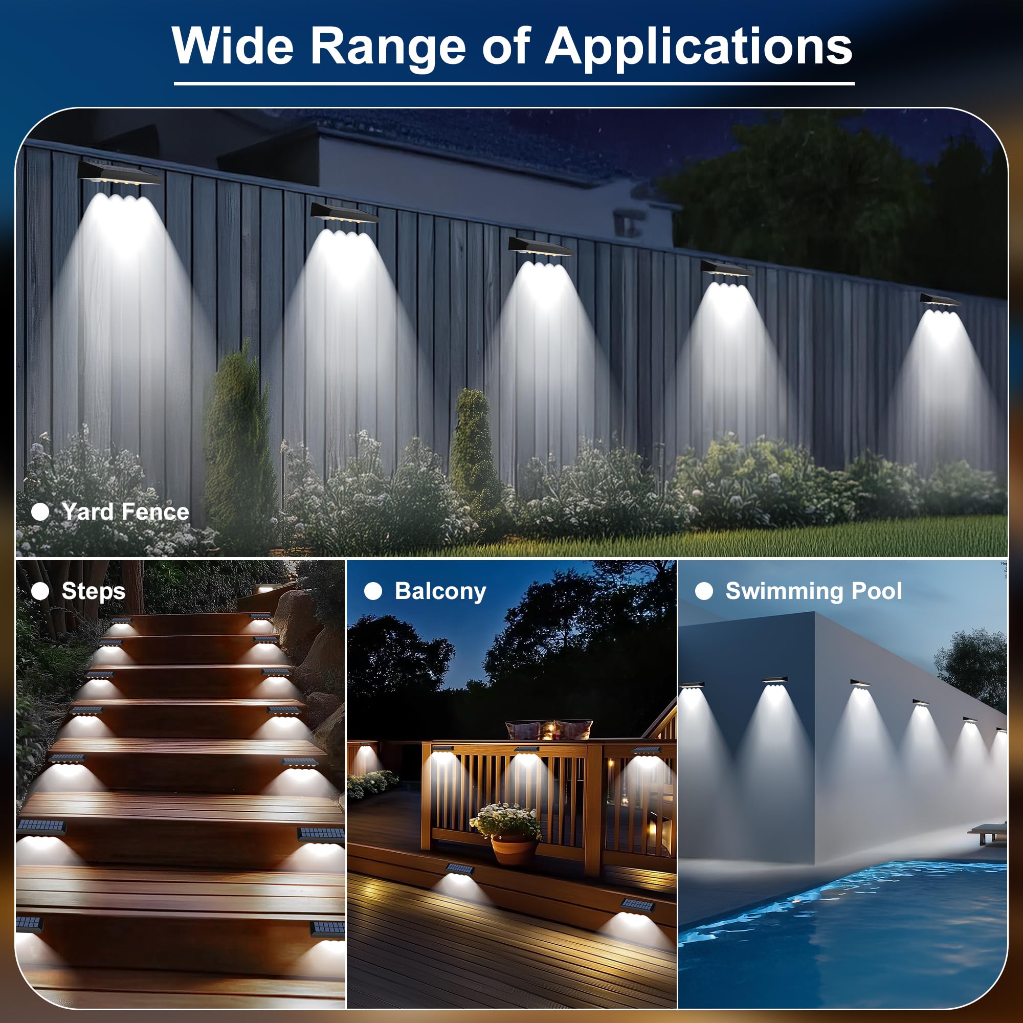 1-12 Pezzi Luci Per Recinzione Solare Applique Da Parete Per - Foto 6