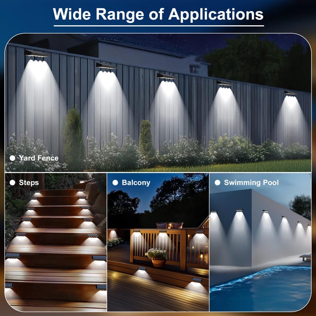 1-12 Pezzi Luci Per Recinzione Solare Applique Da Parete Per - Foto 6