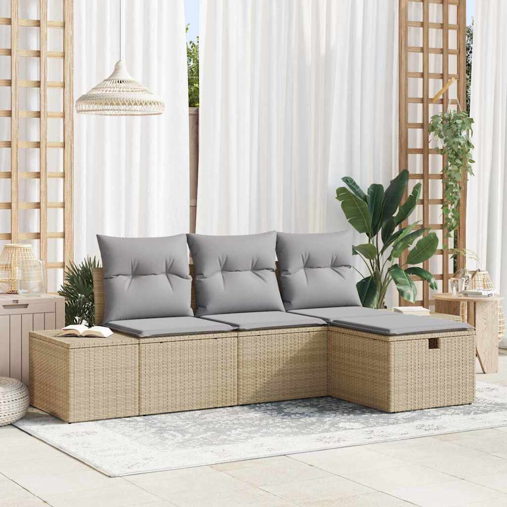 Zestaw Sof z poduszką 4 pcs polirattan vidaXL