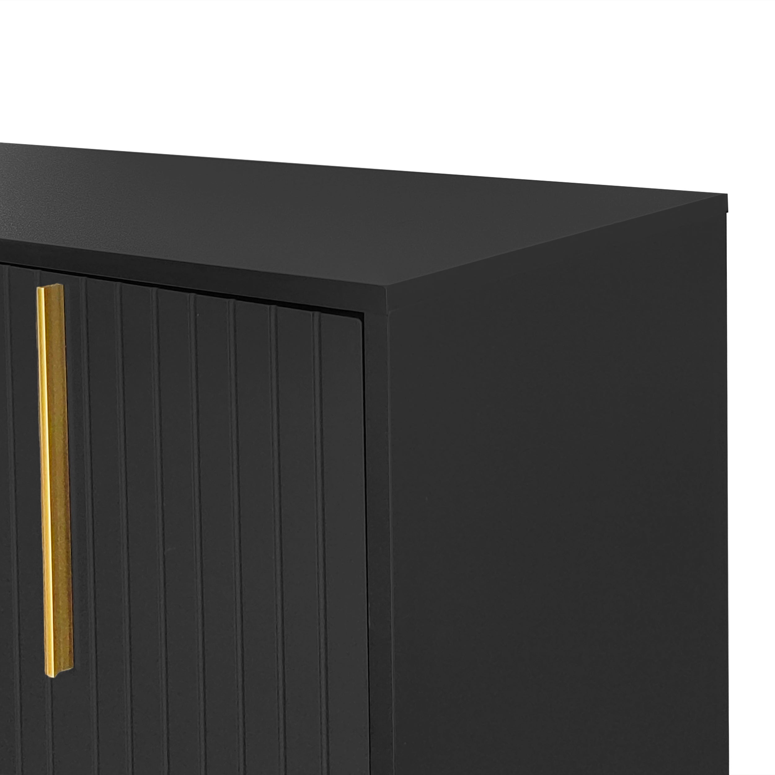 Buffet 3 portes avec poignées en métal, MDF+aggloméré, 138x40x80,5 cm, noir - 6