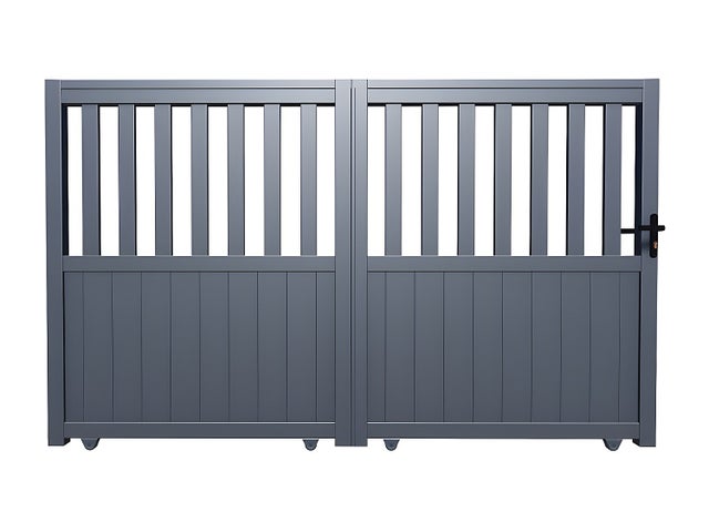 Portail coulissant aluminium semi ajouré L400 x H148 cm anthracite TARNOS II