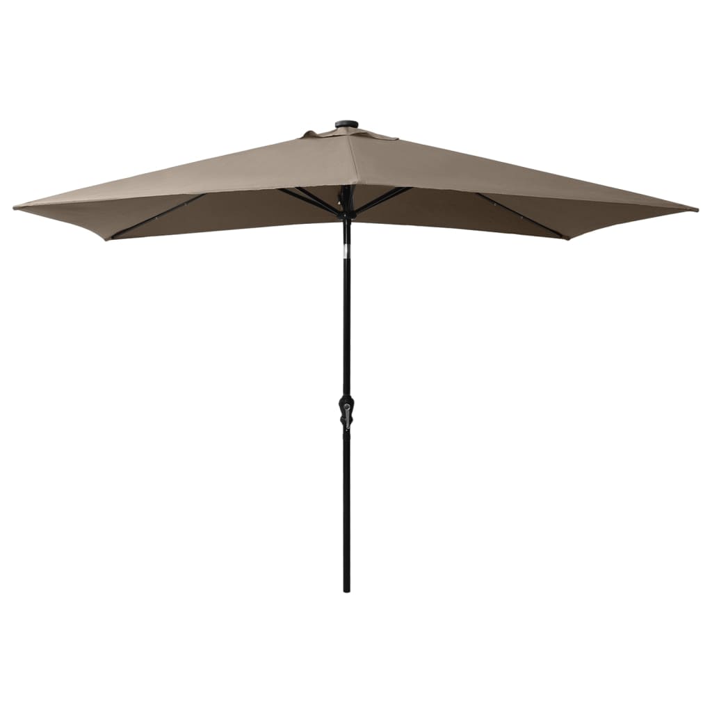 Parasol avec LED et mât en acier Taupe 2x3 m - 5