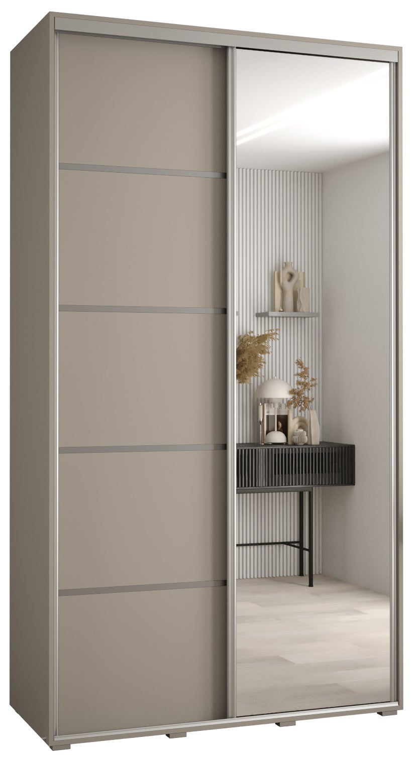 Szafa przesuwna z lustrem wysoka Dakota 5 140 x 45 x 235,2 cm kaszmir + u. Srebrny - Abiks Meble