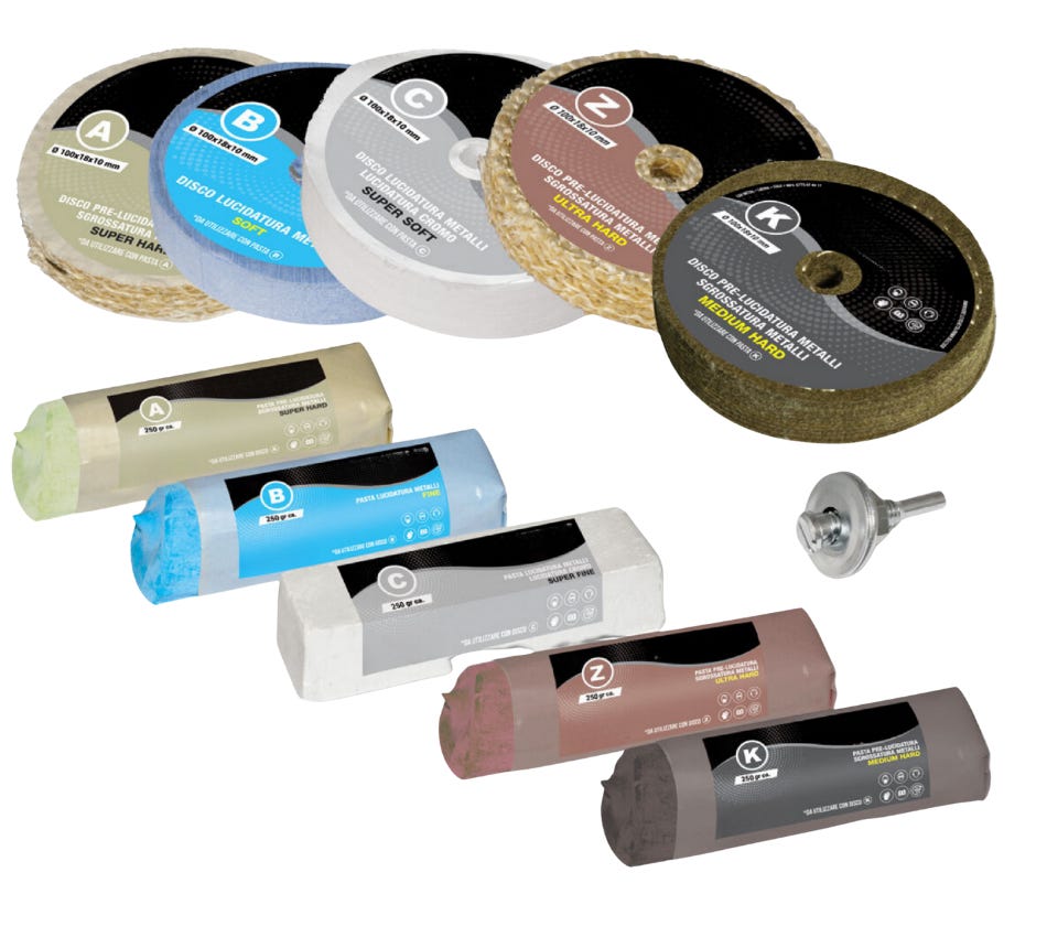 Lux Metal Kit 3 Disques Polissage 100 Mm – Medium, Super Soft, Ultra Soft – Pour Aluminium, Inox, Laiton, Plexiglas + Pâte