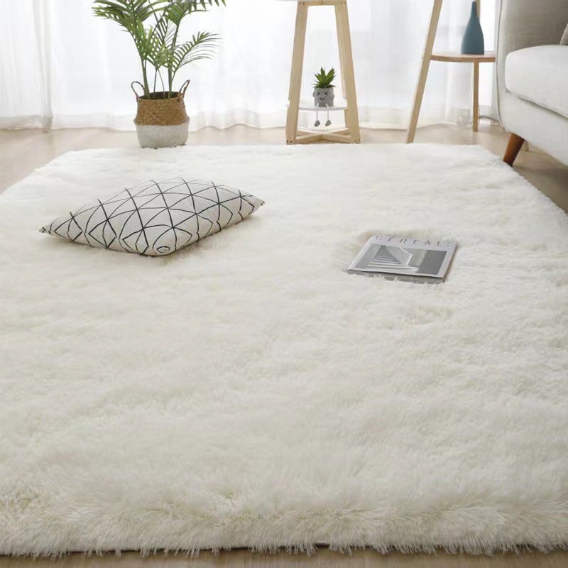 Tapis de salon chambre blanc, tapis de chambre en daim de 180 × 200 cm de long, tapis de chevet doux - 8