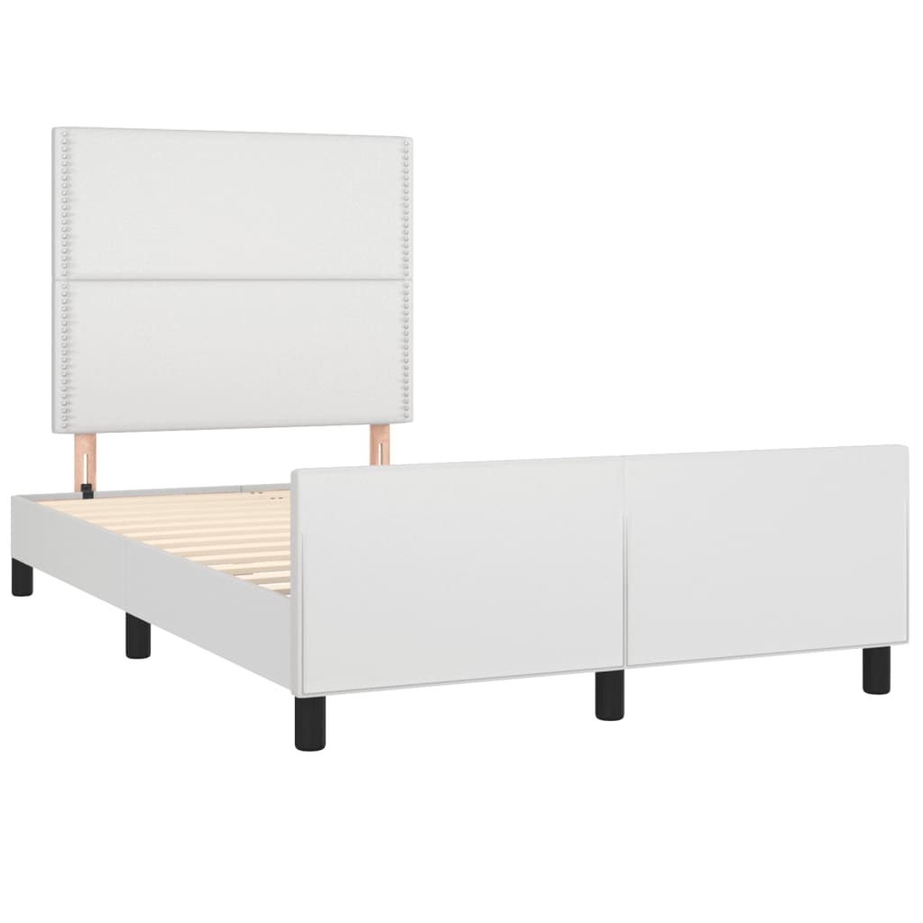 Cadre de lit sans matelas blanc 120 x 190 cm similicuir - 3