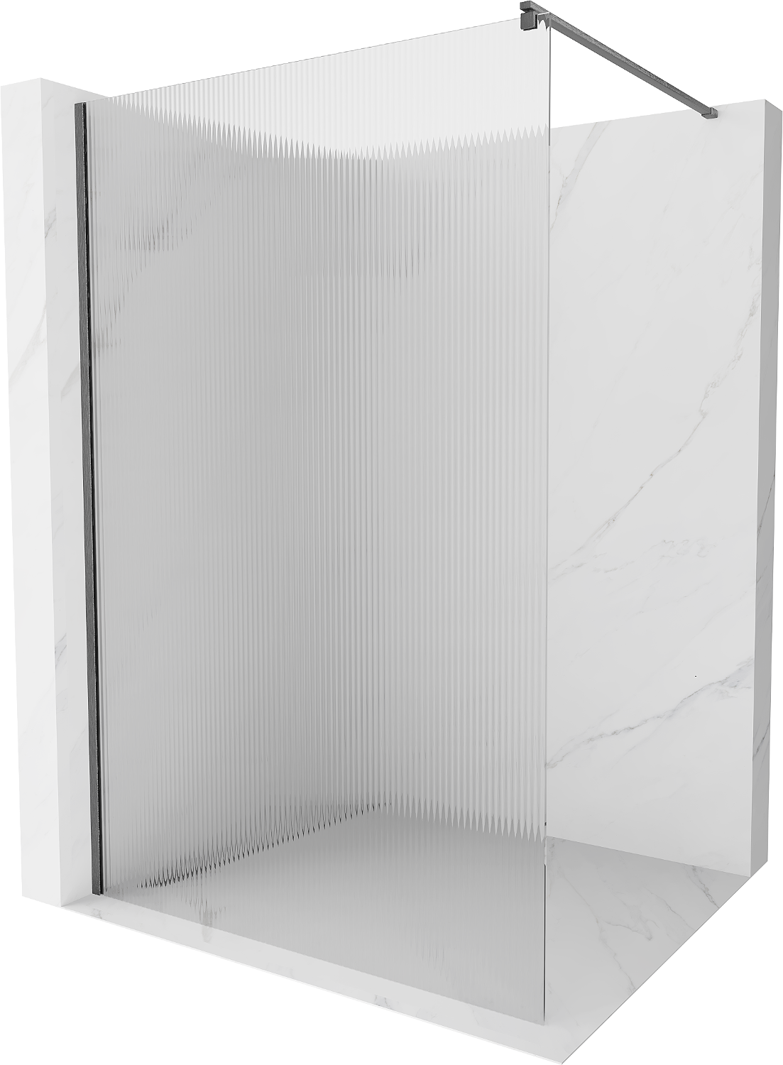 Mexen Kioto ścianka prysznicowa Walk-in 80 x 200 cm, prążki 8 mm, gun gray szczotkowany - 800-080-101-66-09