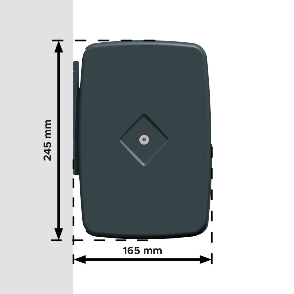 Store banne coffre AMURI 4.80 x 3.50m (Manuel - Toile : Gris foncé - Armature : Gris anthracite) - 4