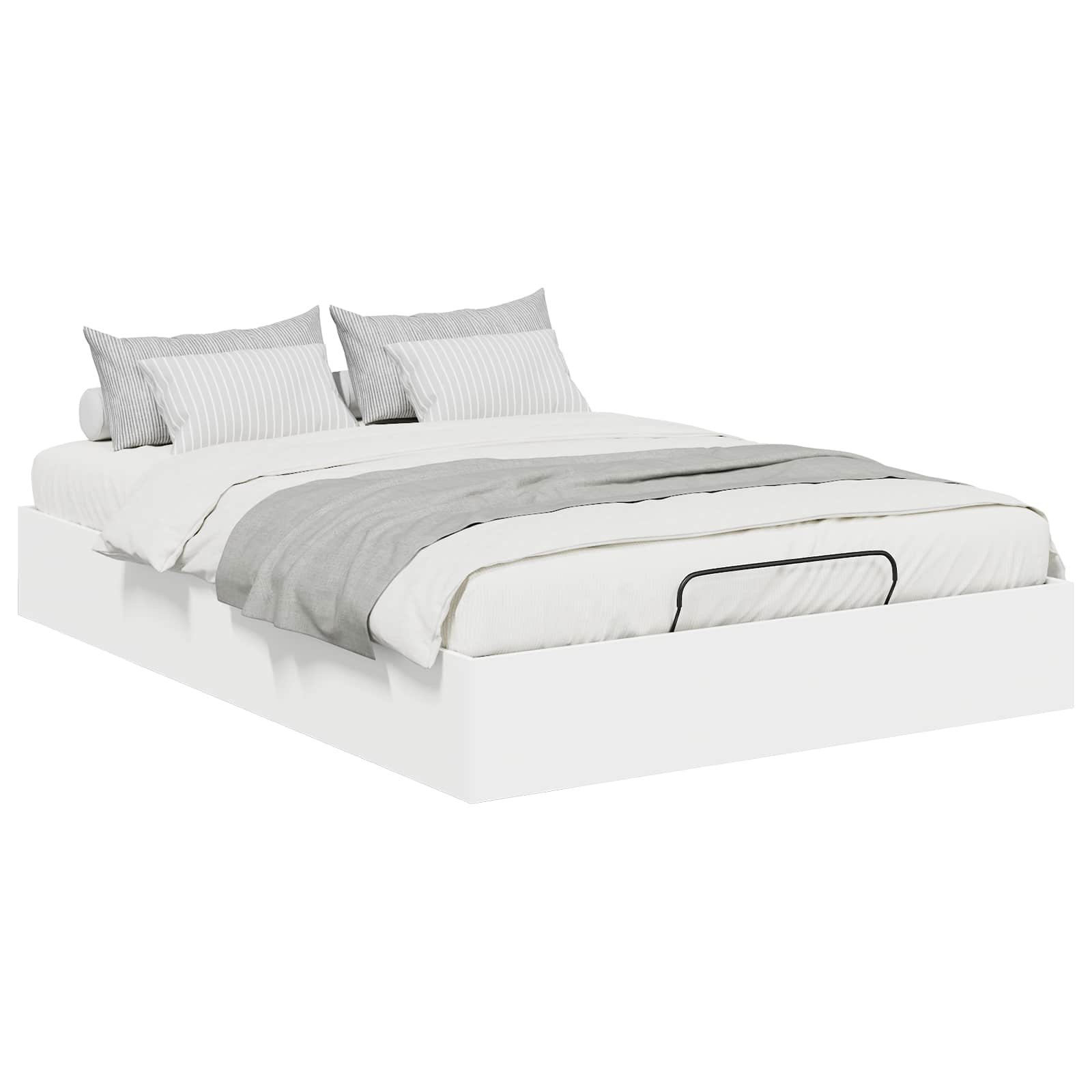 Cadre de lit ottoman en panneau de bois blanc, pour la chambre, 140 × 190 cm - 3