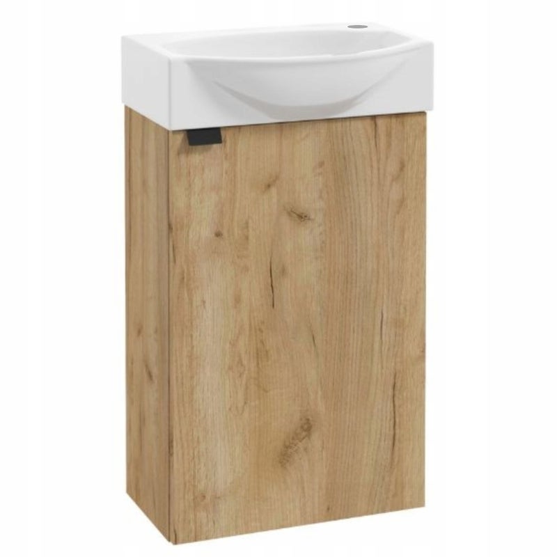 Szafka Łazienkowa z Umywalką 40 x 33 cm Matowa Dąb Craft Złoty Wisząca