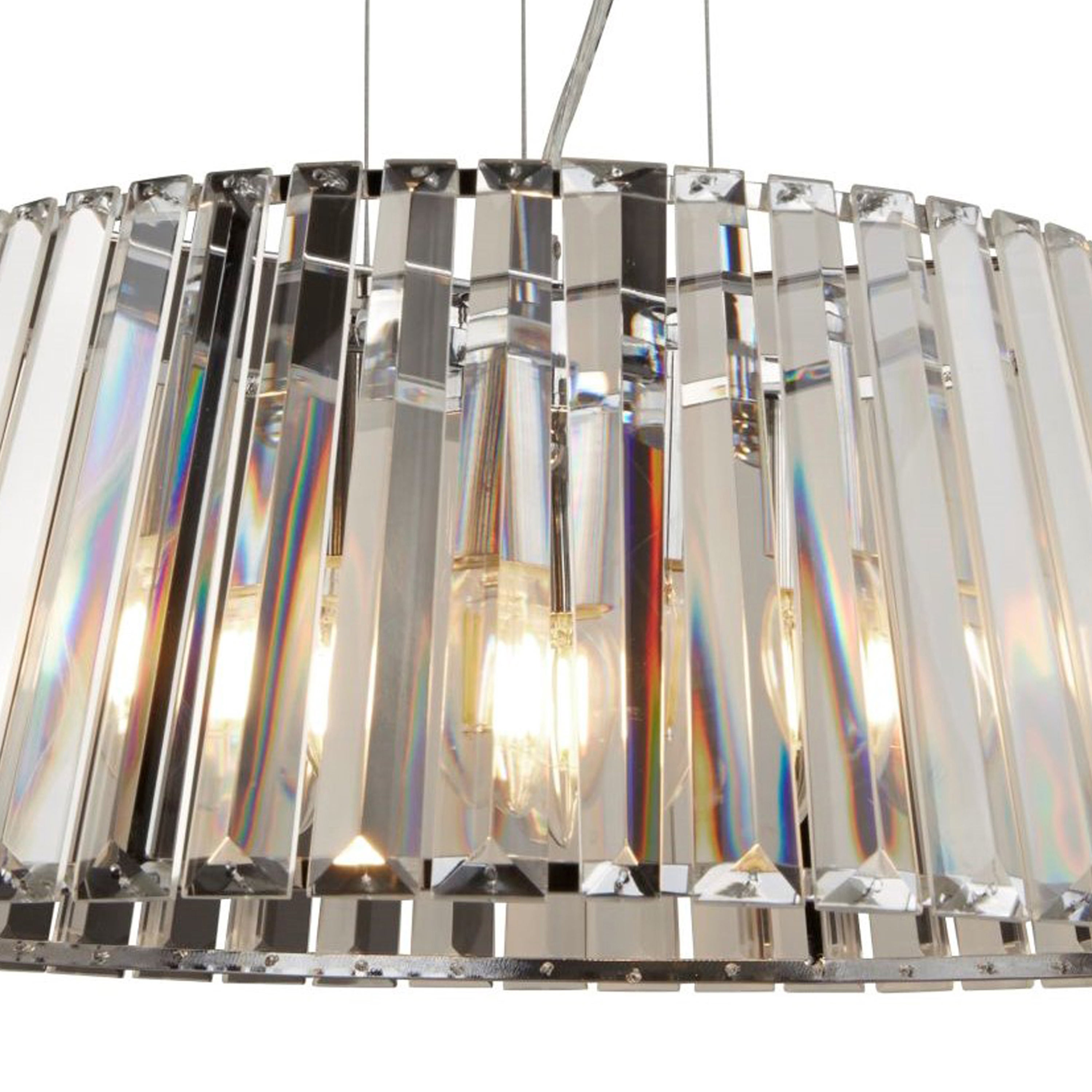 Suspension TIARA 5L métal chrome et Verre clair, convertible en plafonnier, E14 5x60w max, diam 47cm Haut 150cm - 3
