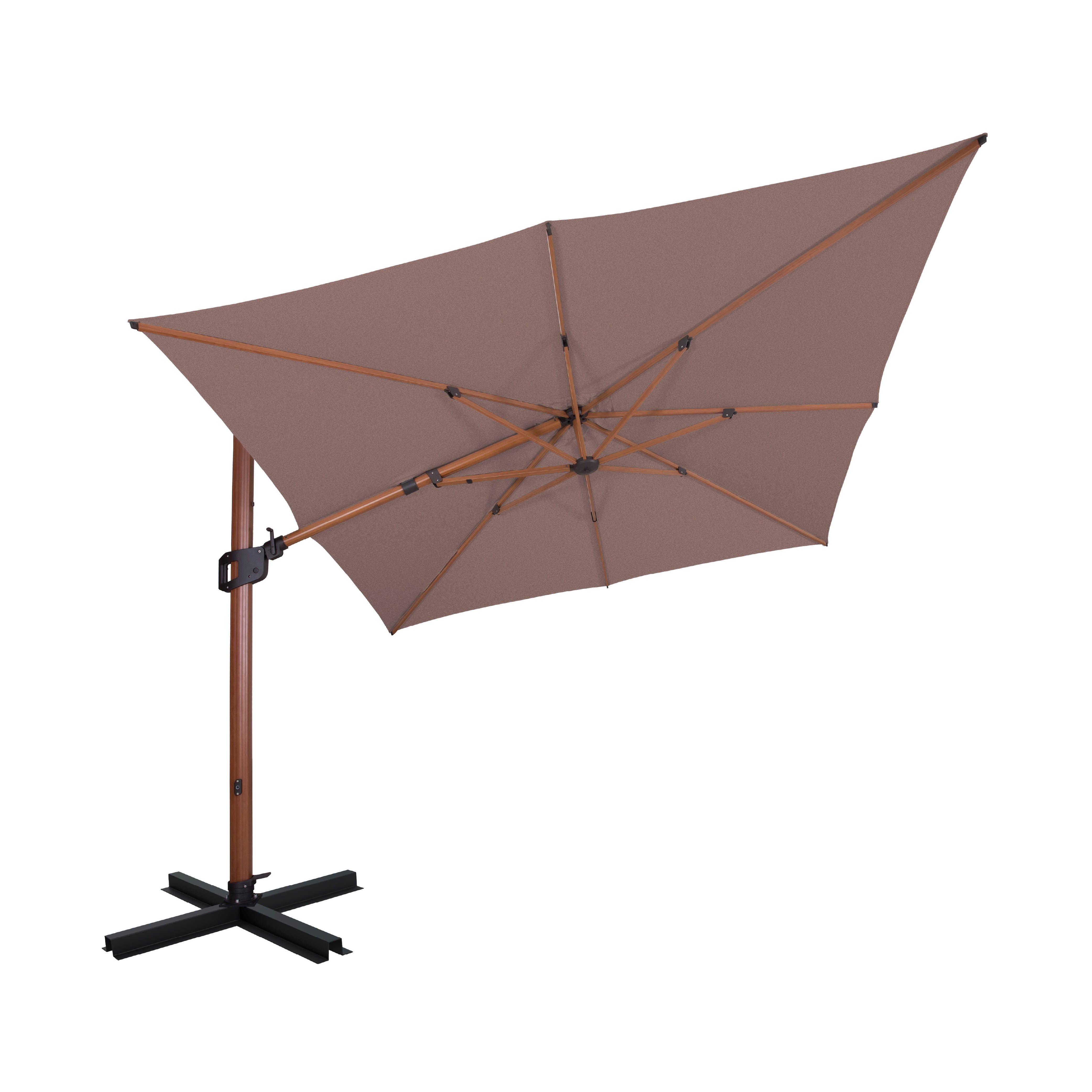 IASO Basics Calpe – Parasol déporté 3x3, toile couleur terre cuite, structure effet bois - 2
