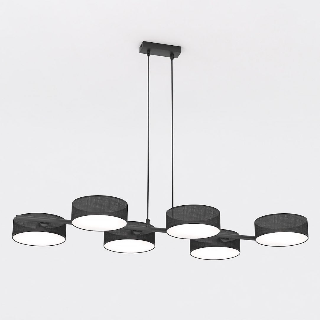 Lampa wisząca DRUMZ czarna 6xE14x15W tkanina wym:120x100x46cm IP20 Emibig
