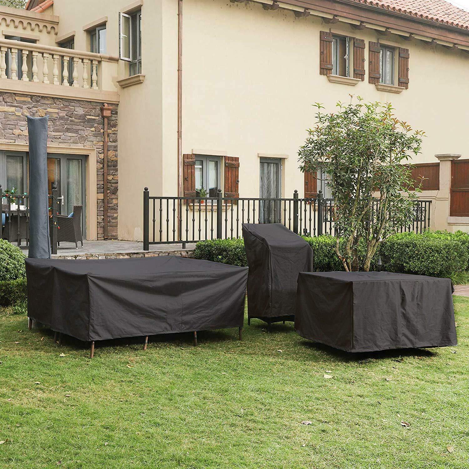 Housse de protection pour table de patio rectangulaire noire imperméable 213*132*74cm - 2