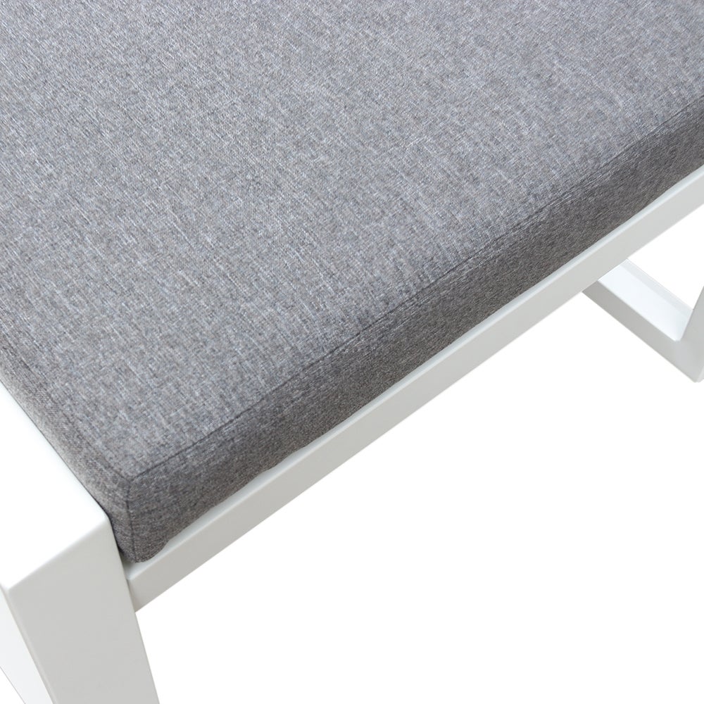 TEMPO STYLE - Puf MIKONOS w kolorze białym/szarym aluminium | Odporny na warunki atmosferyczne | Zdejmowana poszewka na poduszkę - 2