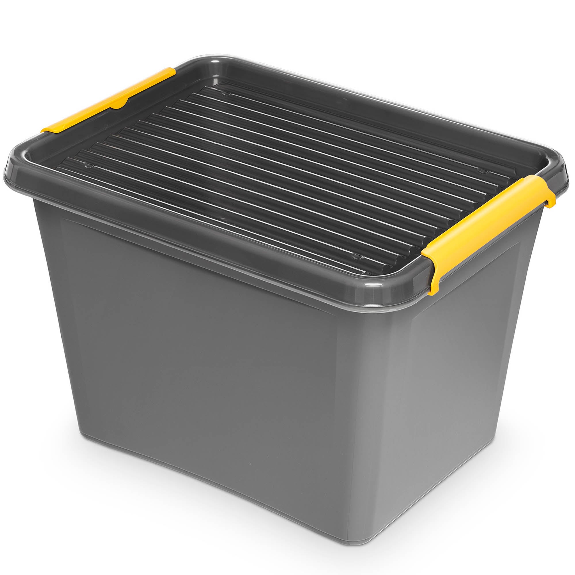 Pojemnik Plastikowy Pudełko Plastikowe Zamykany Z Pokrywką Pudło Box Do Przechowywania Do Garażu Magazynu Piwnicy Szary 19 L
