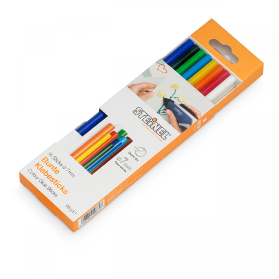 Steinel Stick di colla Colour con diametro di 7 mm, cartucce di colla a caldo lunghe 150 mm, collante universale colorato per diversi materiali, confe