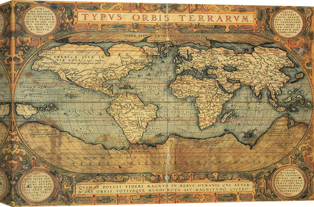 Cuadro con mapa del mundo antiguo, impreso sobre lienzo - Abraham ...