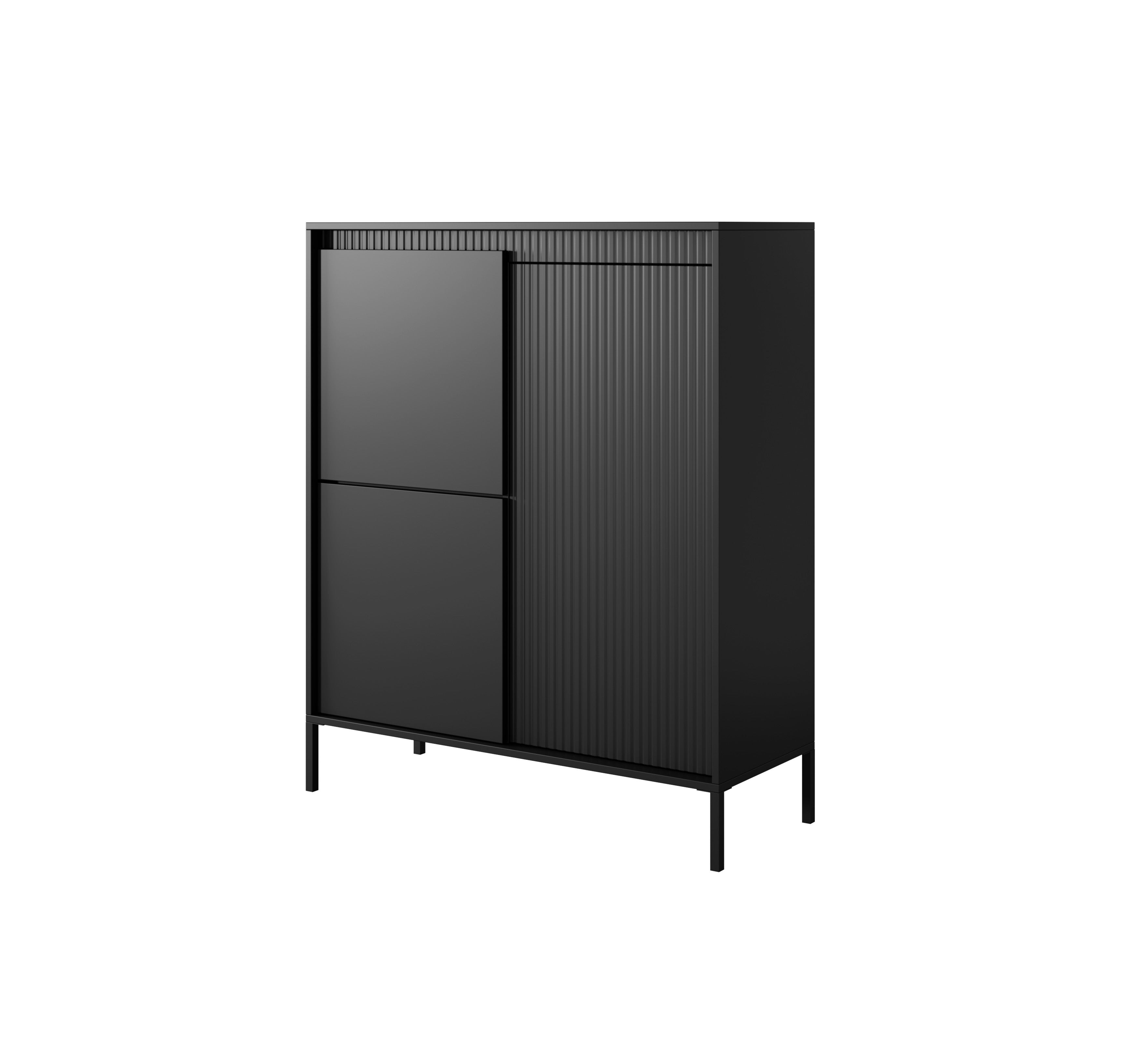 Komoda: 3 drzwiowa, czarna, 123,4 x 103,5 x 39,5 cm