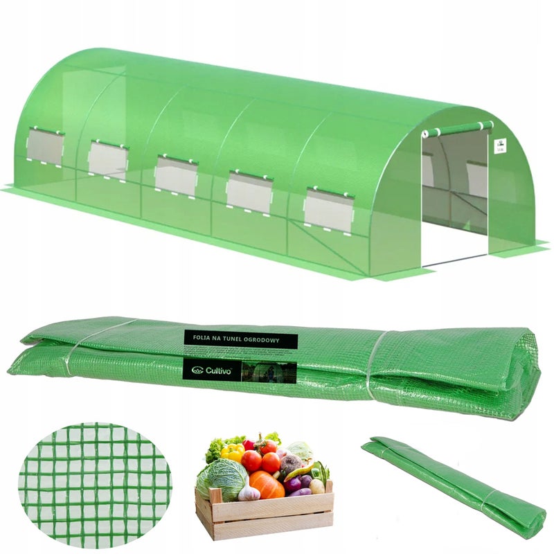 Folia Cultivo Poszycie Na Tunel Ogrodowy Szklarnia 3x8x2 Zielony Podwójne Drzwi Uv4 1 szt