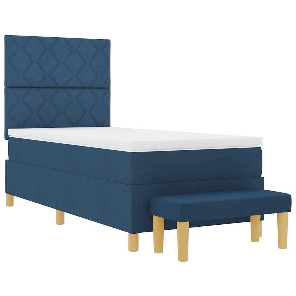 Cama tipo Box Spring con cabecera Azul 200 x 100 cm tela | Leroy Merlin