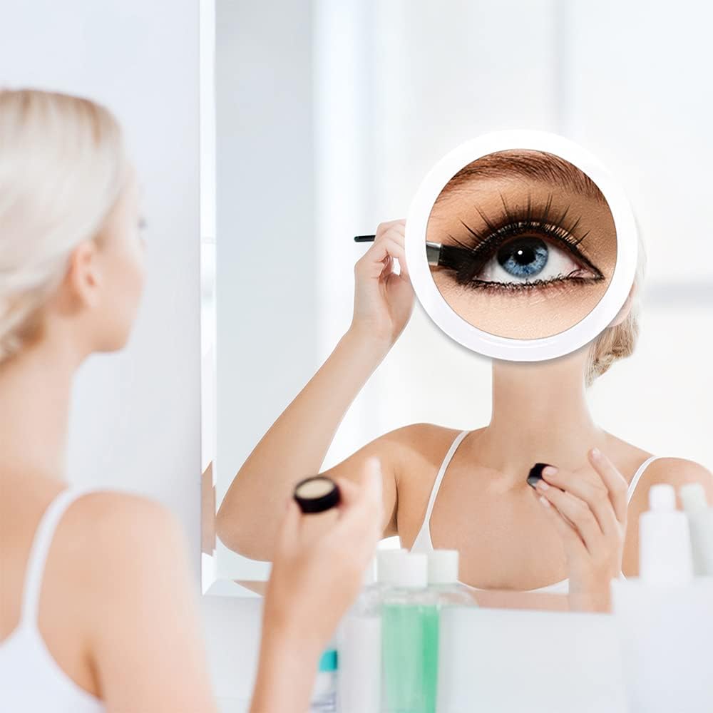 Miroir Grossissant X25 Avec Ventouse - 6 Pouces (15 Cm) + Pince à épiler - Pour Maquillage Précis, Soins Sourcils/barbe