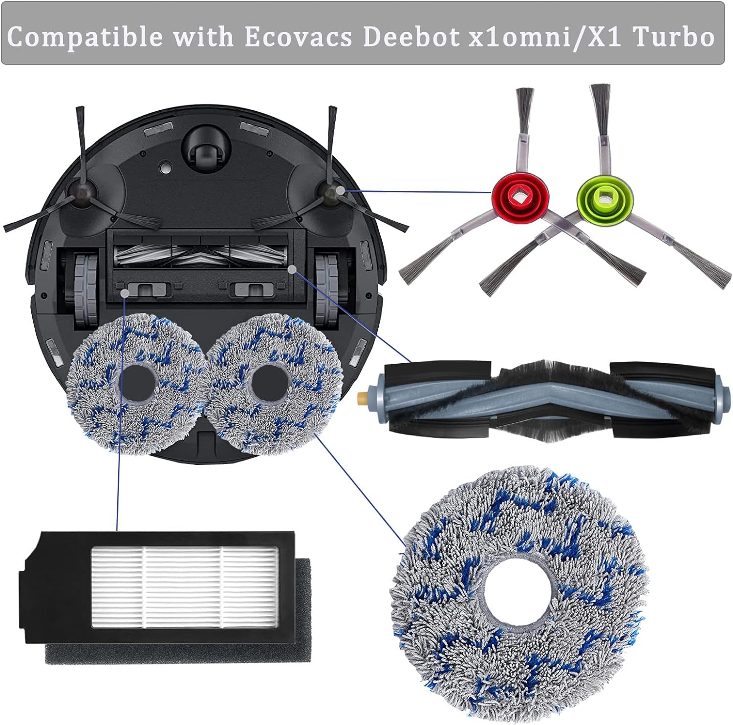 Accessoires d'aspirateur pour Ecovacs DEEBOT X1 Omni / X1 et Omni / X1 - 2