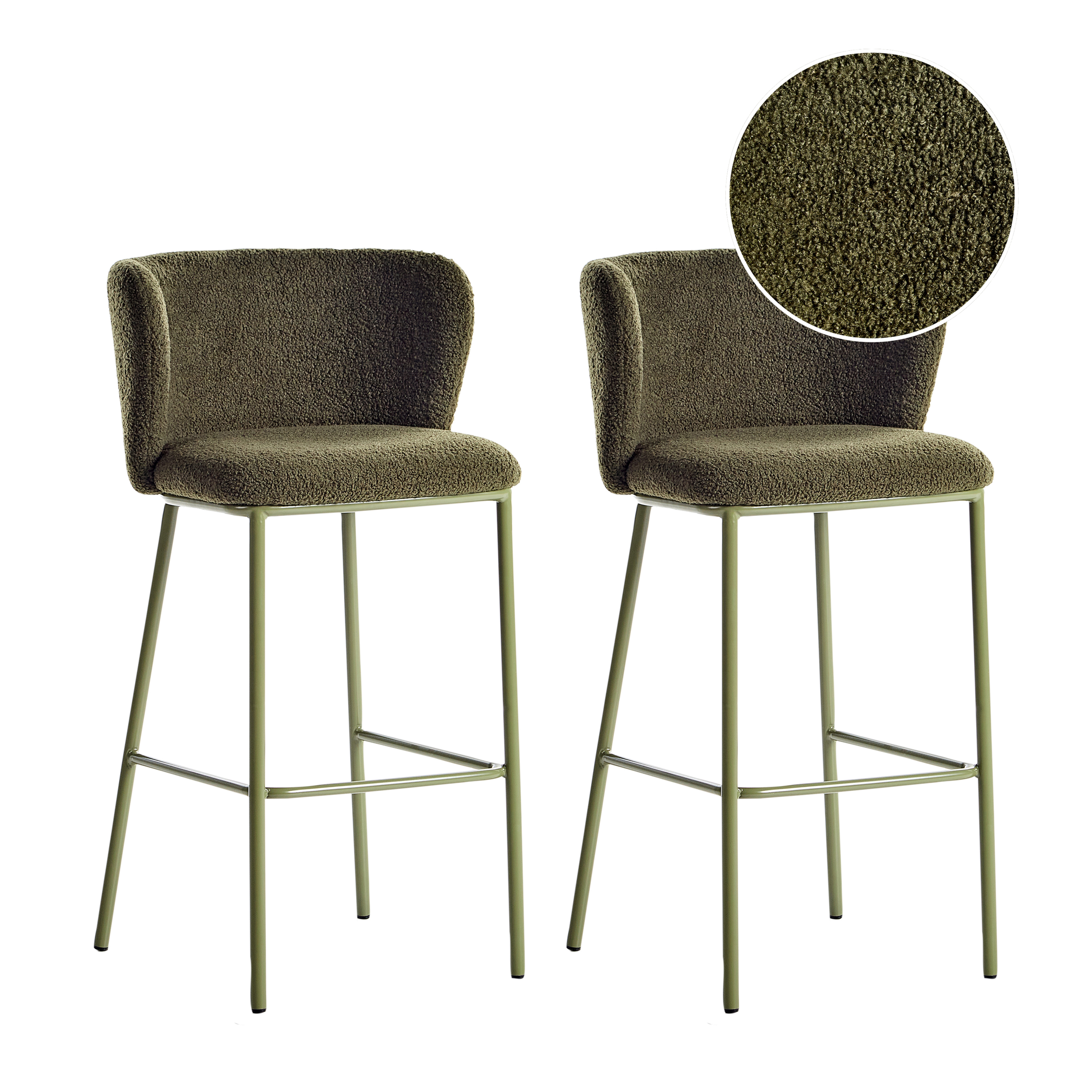 Beliani Conjunto De 2 Sillas De Bar Mina Ii Verde , Leroy Merlin