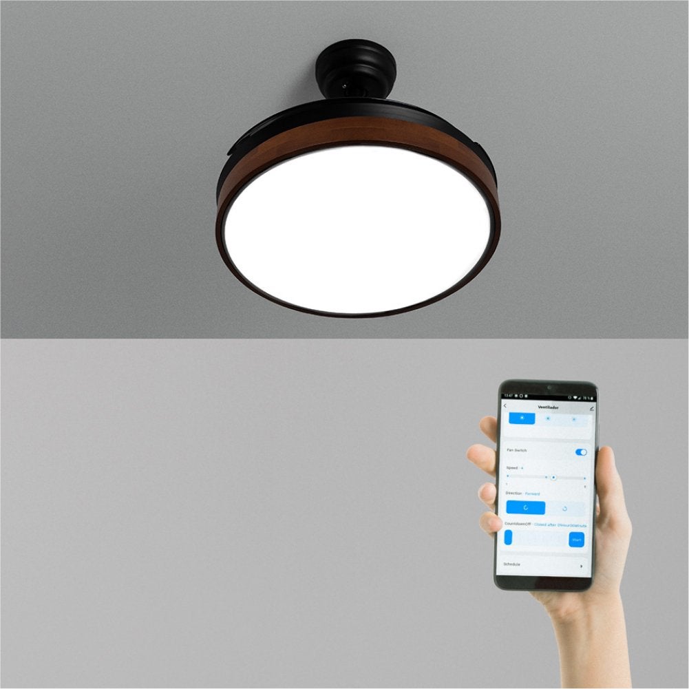 CREATE - WIND CLEAR - Wentylator sufitowy 40W z cicho wysuwanymi łopatkami i oświetleniem LED, różne rozmiary -