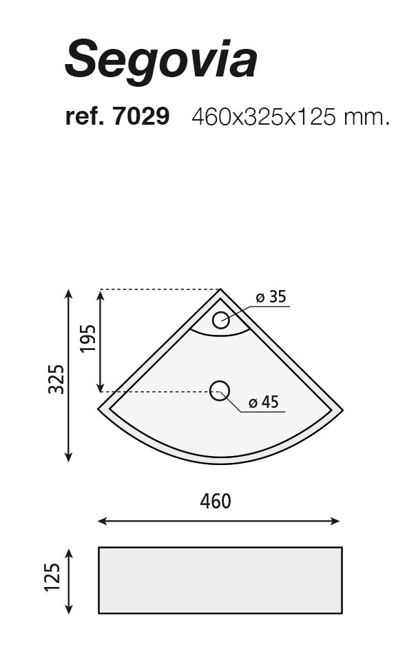 Vasque d’angle suspendue en porcelaine blanche SEGOVIA 460x325x125 mm - 3