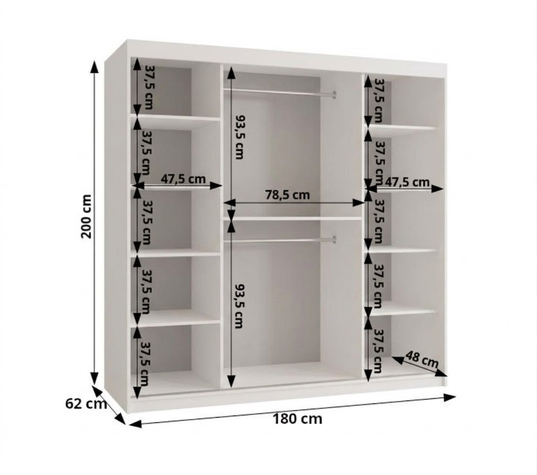 Szafa przesuwna garderoba SPOTI 180 x 62 x 200 cm Biały - 4