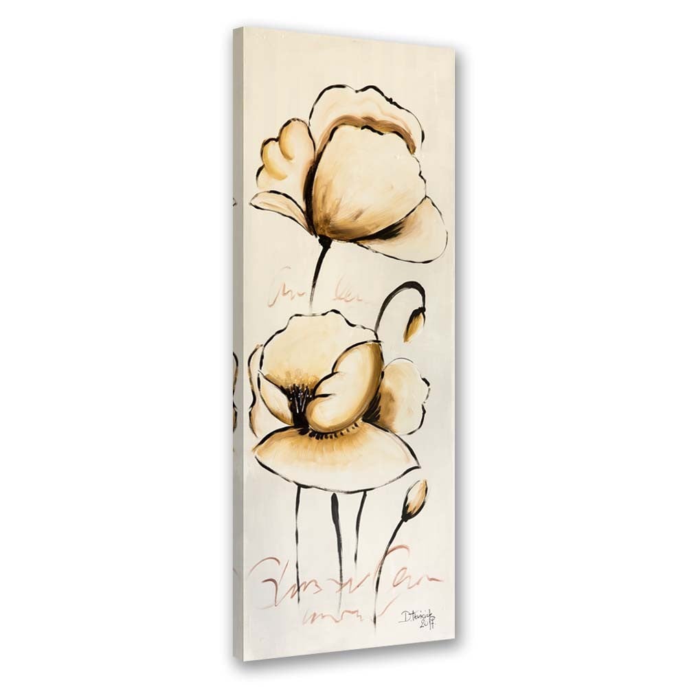 Obraz na płótnie, Żółte malowane kwiaty 40x120