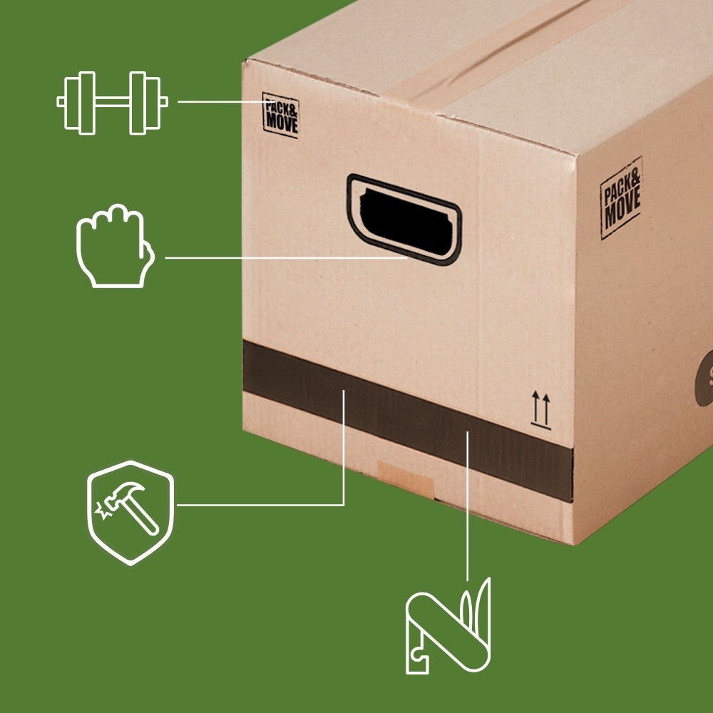 Pack and Move - Lot 20 cartons déménagement stockage livres - 40 x 30 x 30 cm - Poignée renforcées - 1 adhésif offert - 4