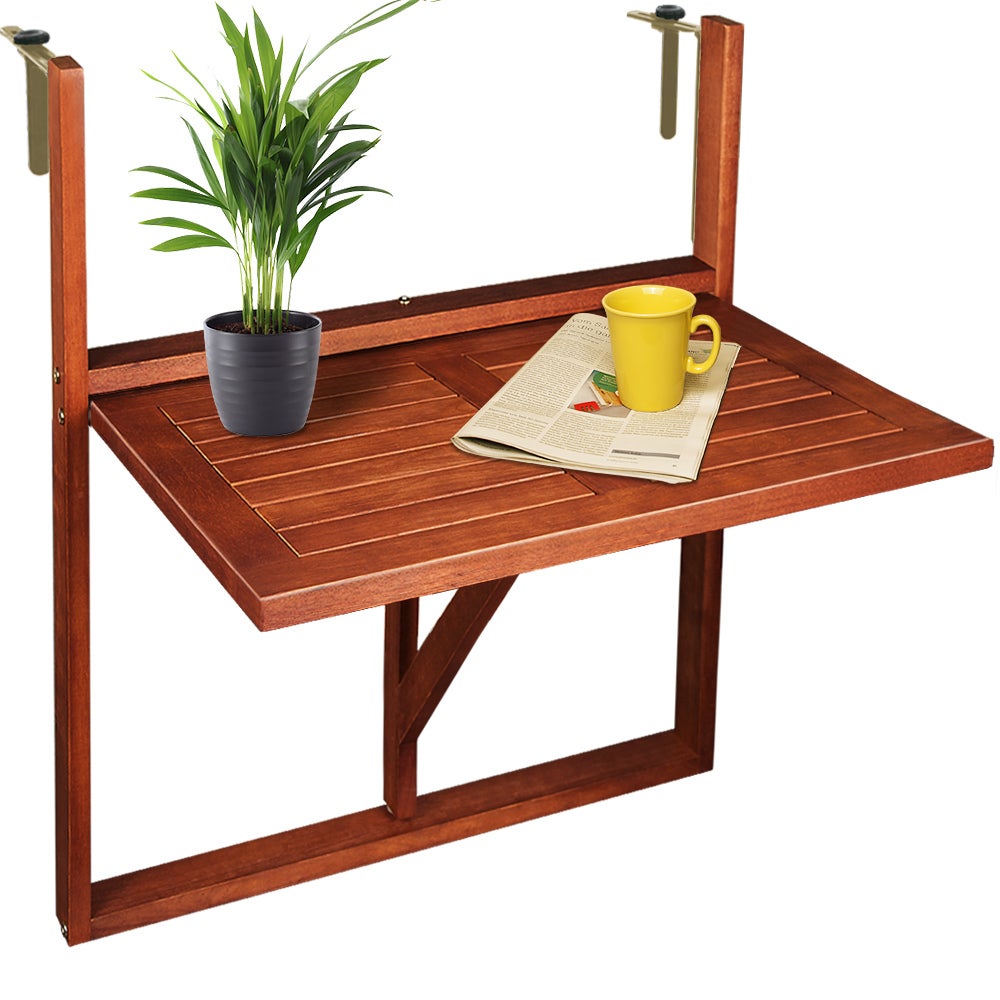 Table de balcon suspendue Bois d'acacia 65x45x87cm certifié FSC - 2