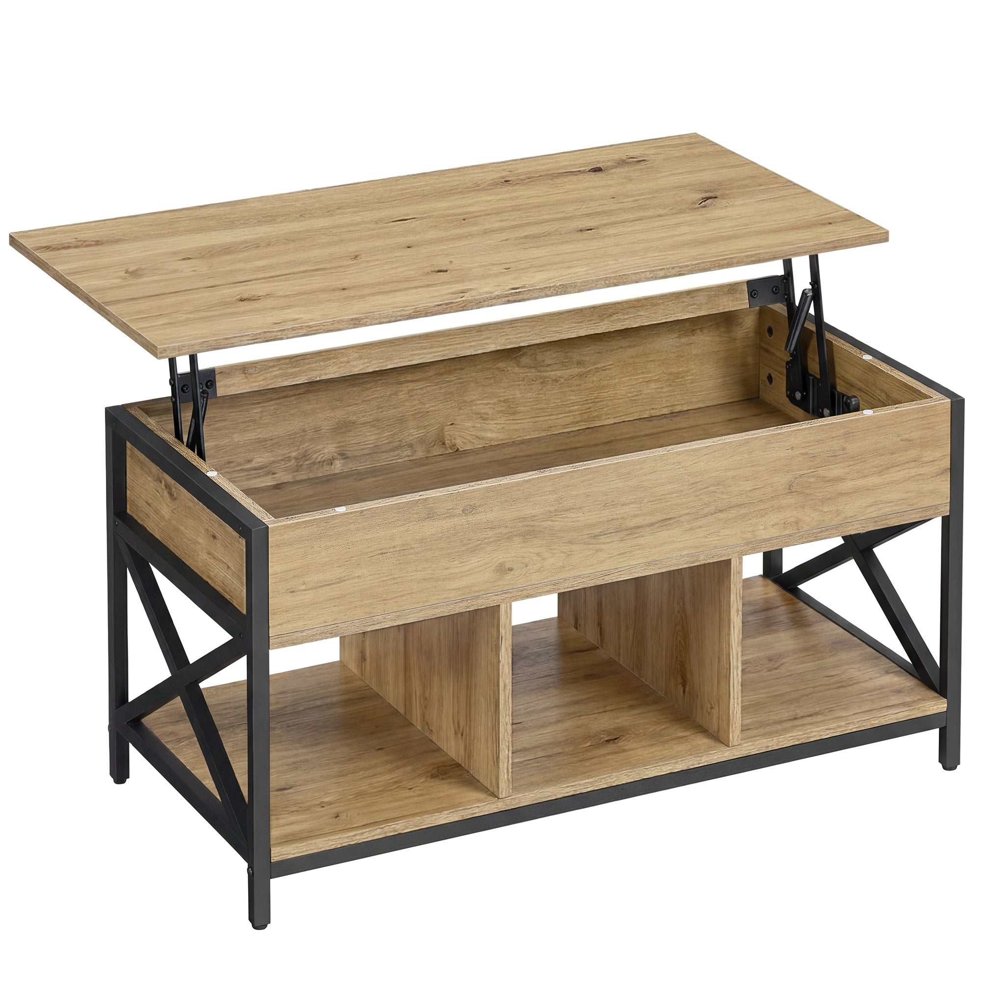 Stolik kawowy dąb artisan - unoszony blat 49-62cm 2 funkcje ława ze schowkiem 100x50cm