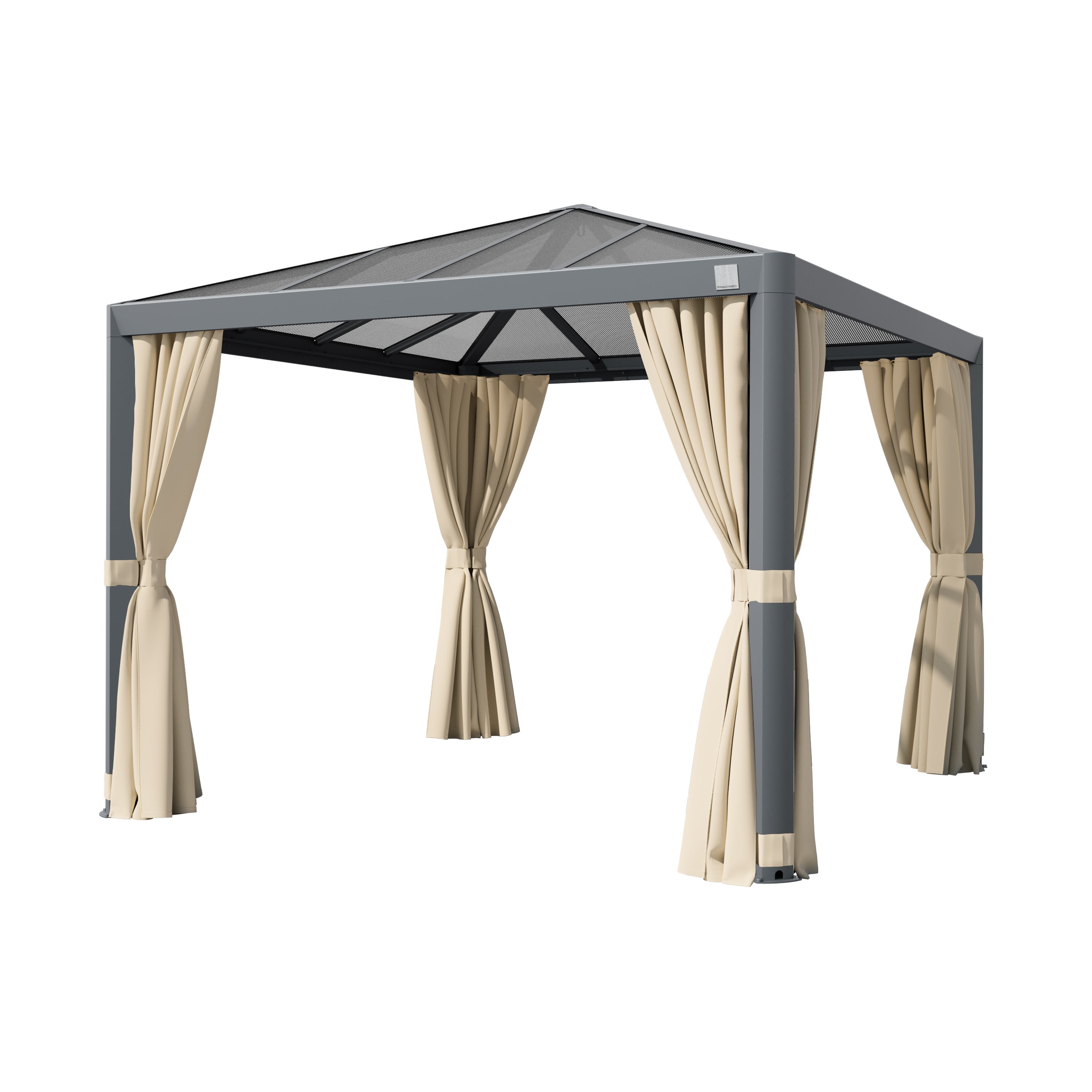 PRIMEYARD Pawilon ogrodowy 3x3 m Hardtop dach z poliwęglanu z 4 ściany boczne, szampański