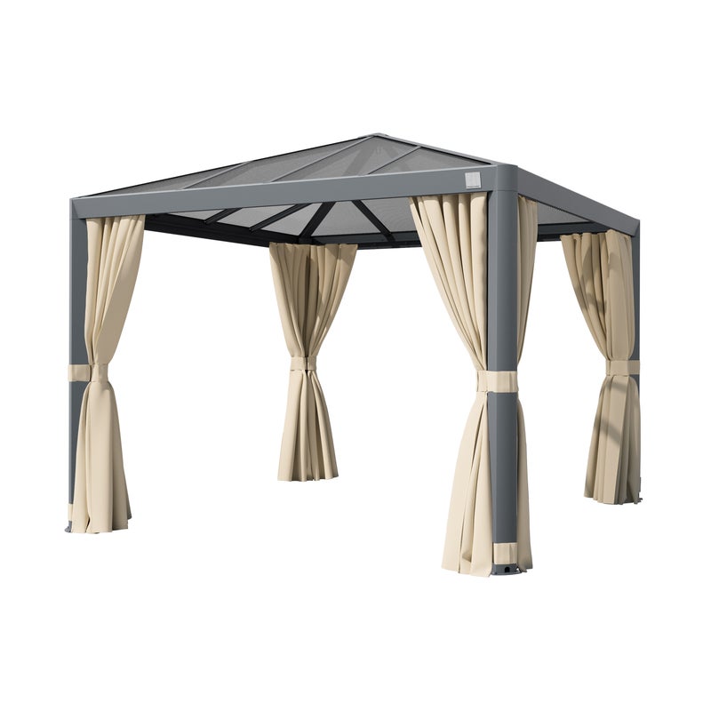 PRIMEYARD Pawilon ogrodowy 3x3 m Hardtop dach z poliwęglanu z 4 ściany boczne, szampański