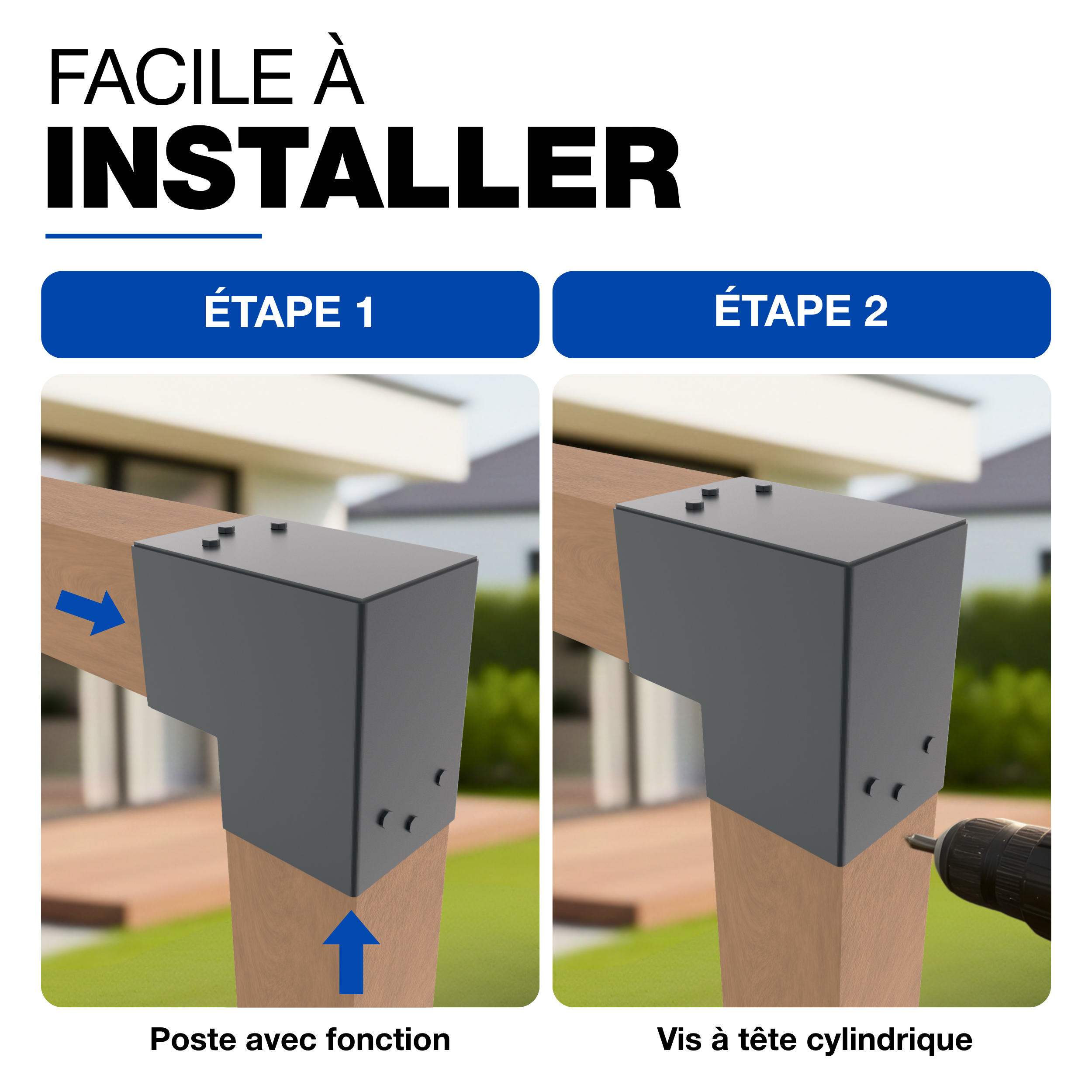 Connecteur de Poteau en L 81x81 mm Revêtement Poudre Anthracite Pergola Forme en L Connecteur de Poteau d’Angle Pavillon Pergola GeZu Impex - 3