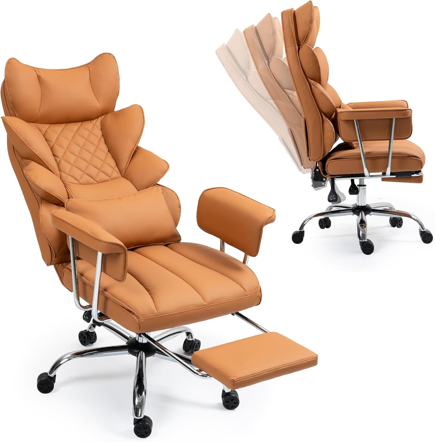 Vinsetto sedia da ufficio con funzione dondolo sedia ergonomica con braccioli imbottiti poggiatesta sedia girevole regolabile