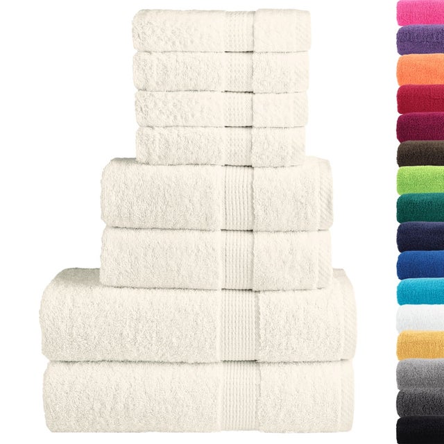Lot de 8 serviettes de toilette SOLUND Premium Crème 600 g/m² - COMFORTXL